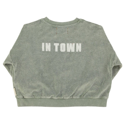 washed green sweatshirt