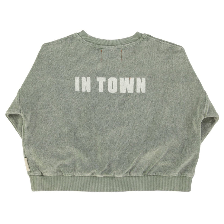 washed green sweatshirt
