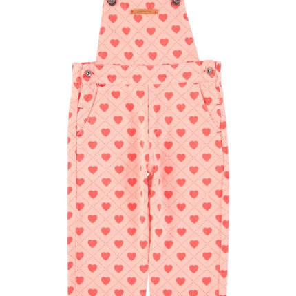 Pink overall for kids with heart pattern