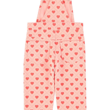 Pink overall with heart patter for kids
