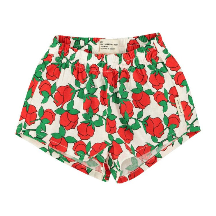 Shorts with red floral pattern 