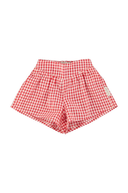 red and white checkered shorts on a white background