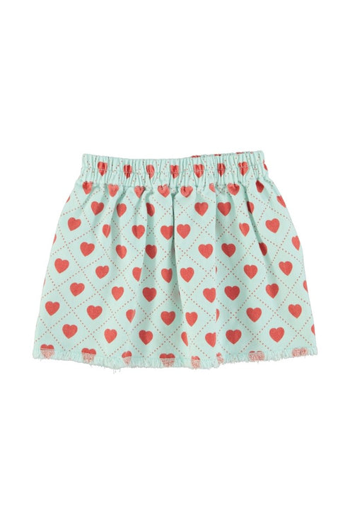skirt with red hearts pattern
