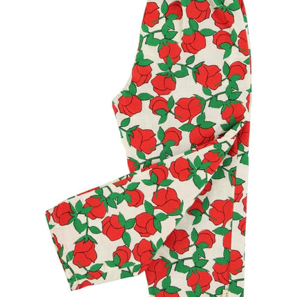 Trousers - Ecru with red roses