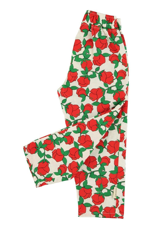 Trousers - Ecru with red roses