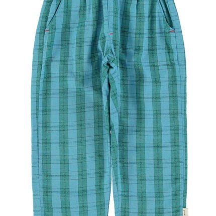 Green and blue checkered trouser with two pockets for kids