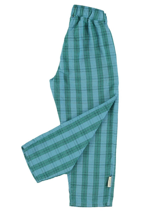 Green plaid pants on a white background