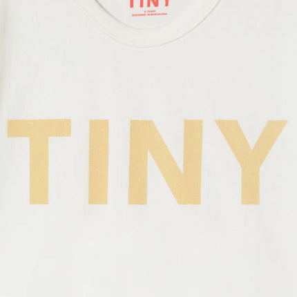 Off-white t-shirt with 'TINY' print