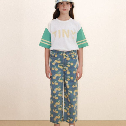 Off-white tee with stripes and Tiny logo print