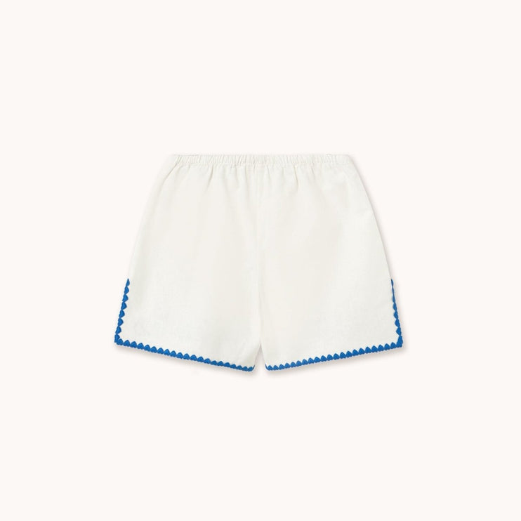 White shorts with blue trim for girls