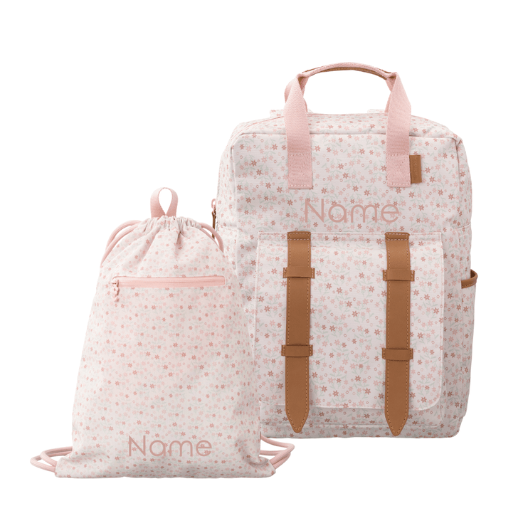 Personalized school bags in floral print