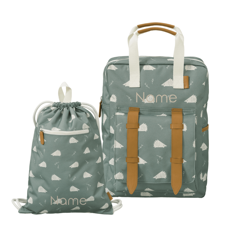 Personalized school bags in hedgehog print
