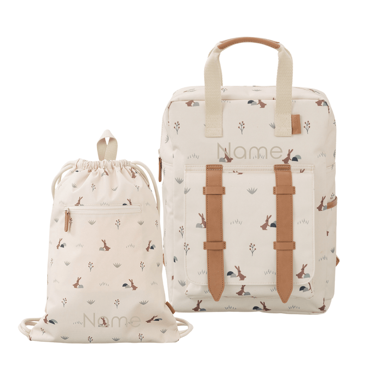 Personalized school bags in rabbit print