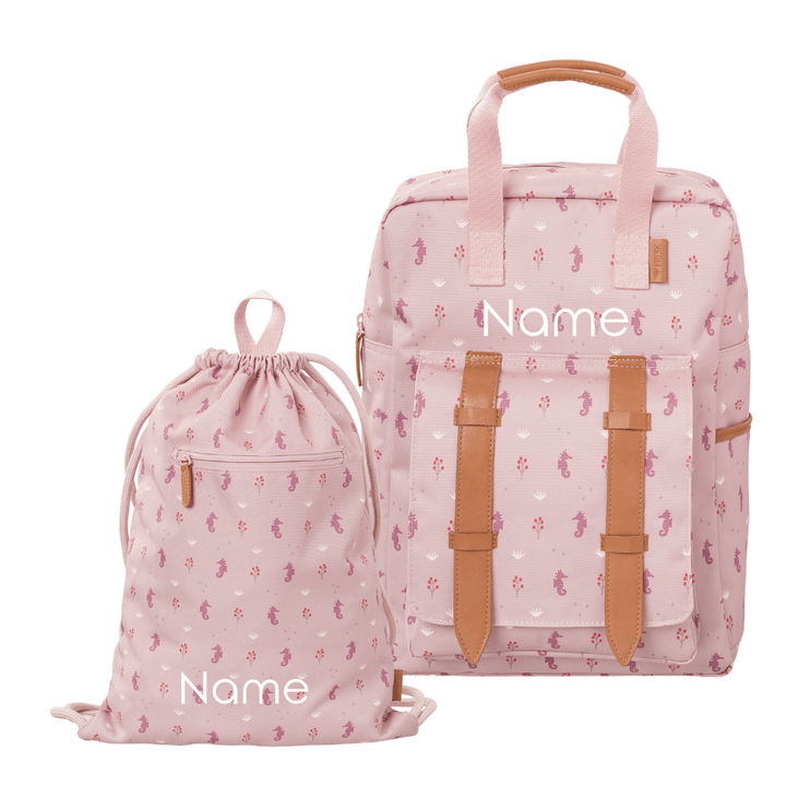 Personalized school bags in seahorse pattern