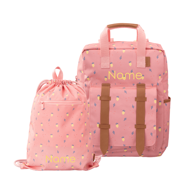 Personalized school bags in fruit print