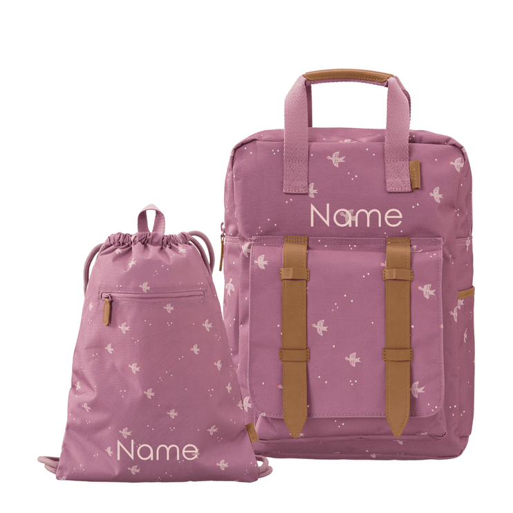 Personalized school bags in bird print