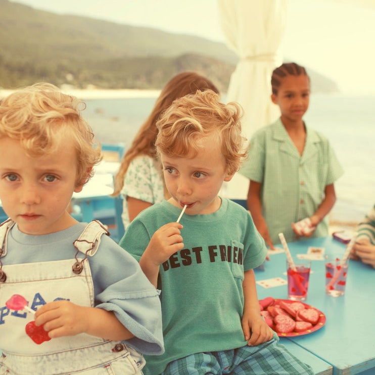 Boy wearing Turquoise t-shirt with bestfriend print