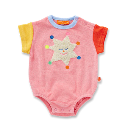 Pink baby romper with star design