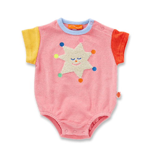 Pink baby romper with star design
