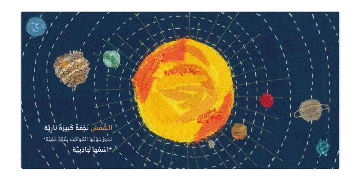 Solar system illustration with planets on a blue background