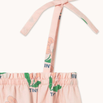 Pastel pink top with green flower print