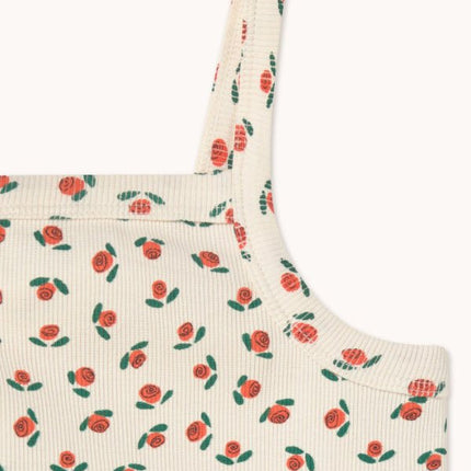 Off-white top with tiny roses print