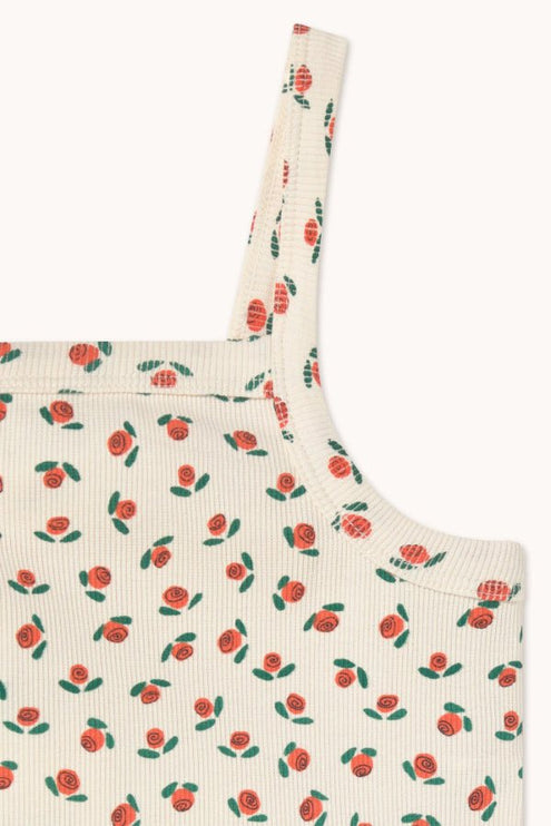 Off-white top with tiny roses print