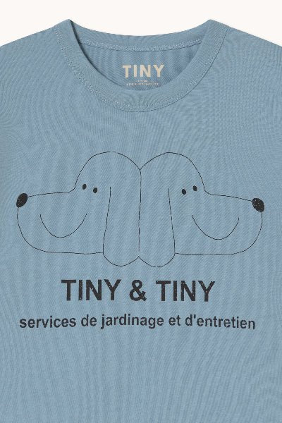 Grey t-shirt with dog and tiny & tiny print