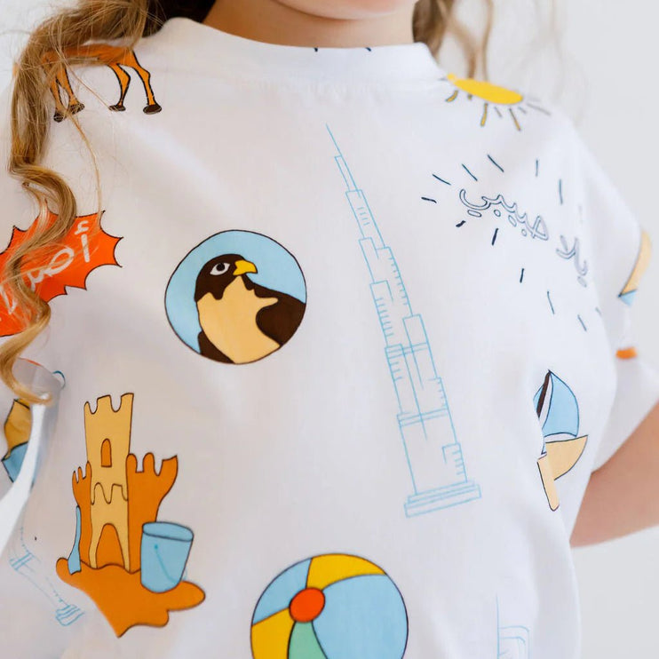 Close up of UAE T-shirt print