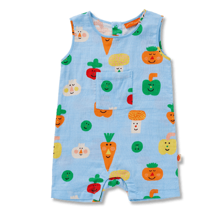 baby overall with cute veggie prints