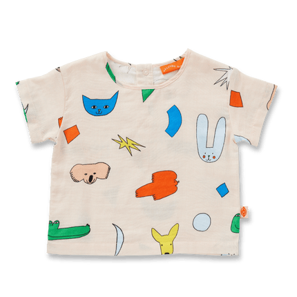 tshirth with  colorful shapes and cute animal print