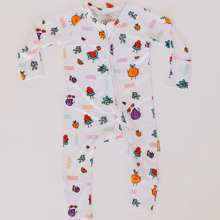 Children's onesie with colorful fruit pattern