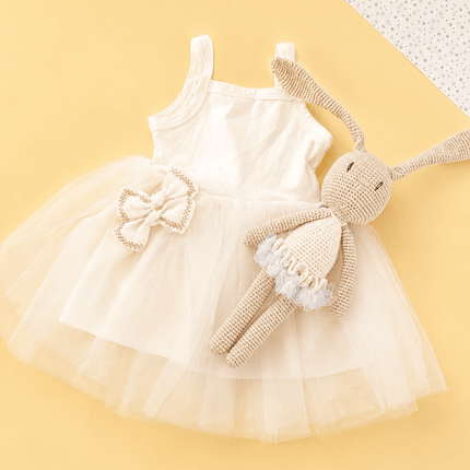white tutu dress and a bunny ballerina crochet with tutu skirt