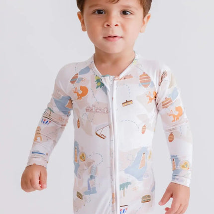 Child wearing a long-sleeve onesie 