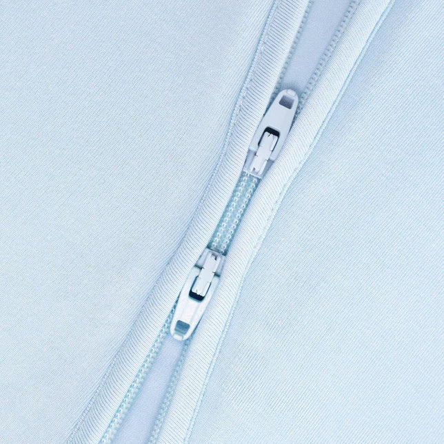 Baby Blue Zippered Sleepsuit close up