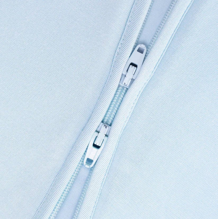 Baby Blue Zippered Sleepsuit close up