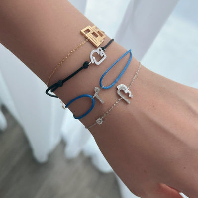 Customized Initial Thread Bracelet (with diamonds) - Adults
