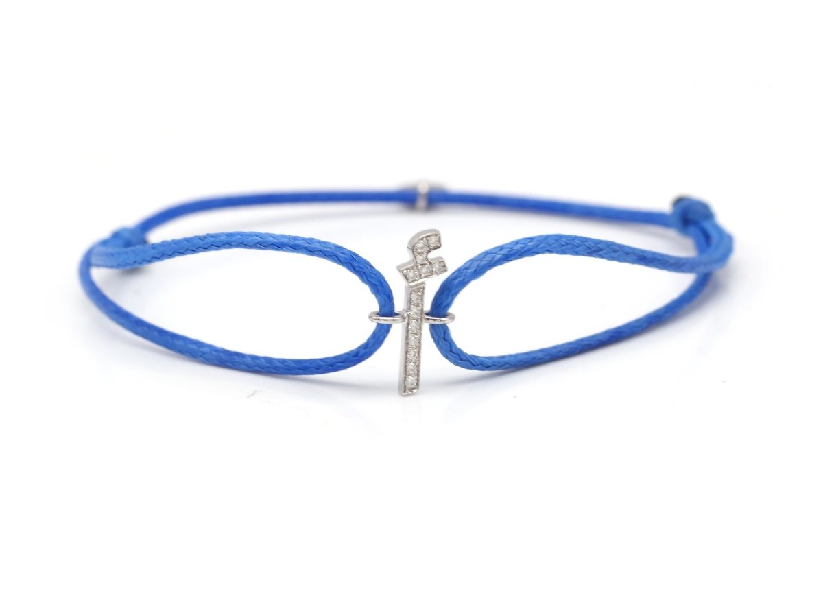 Customized Initial Thread Bracelet (with diamonds) - Adults