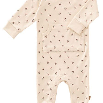 Baby footless romper with berries print pattern