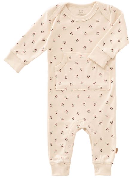 Baby footless romper with berries print pattern