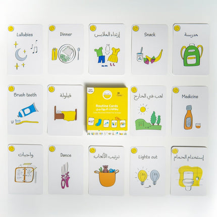 routine cards kids english and arabic