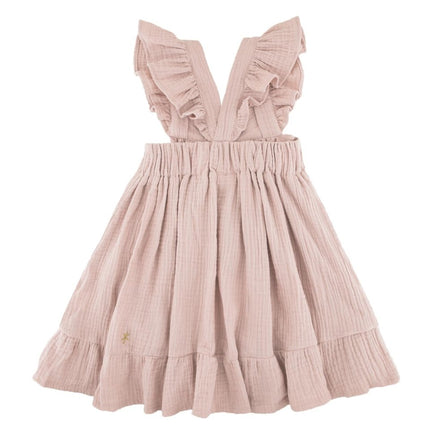 les vedettes organic muslin river dress soft pink fringes