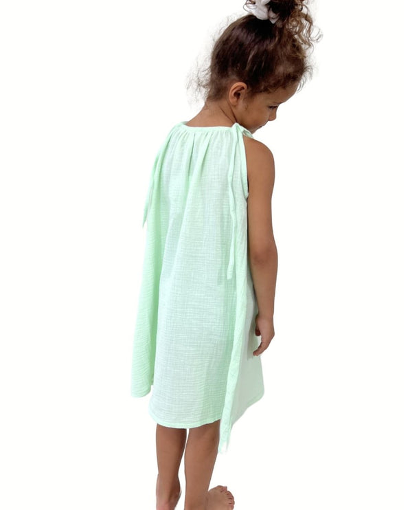 les vedettes organic muslin mint girl dress