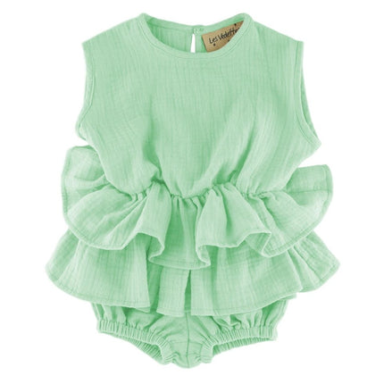 les vedettes baby girl onesie mint organic birthday