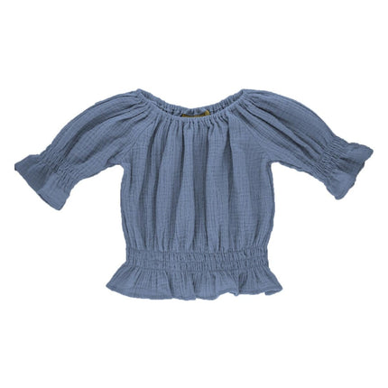 les vedettes cloudy blue alexa top organic muslin