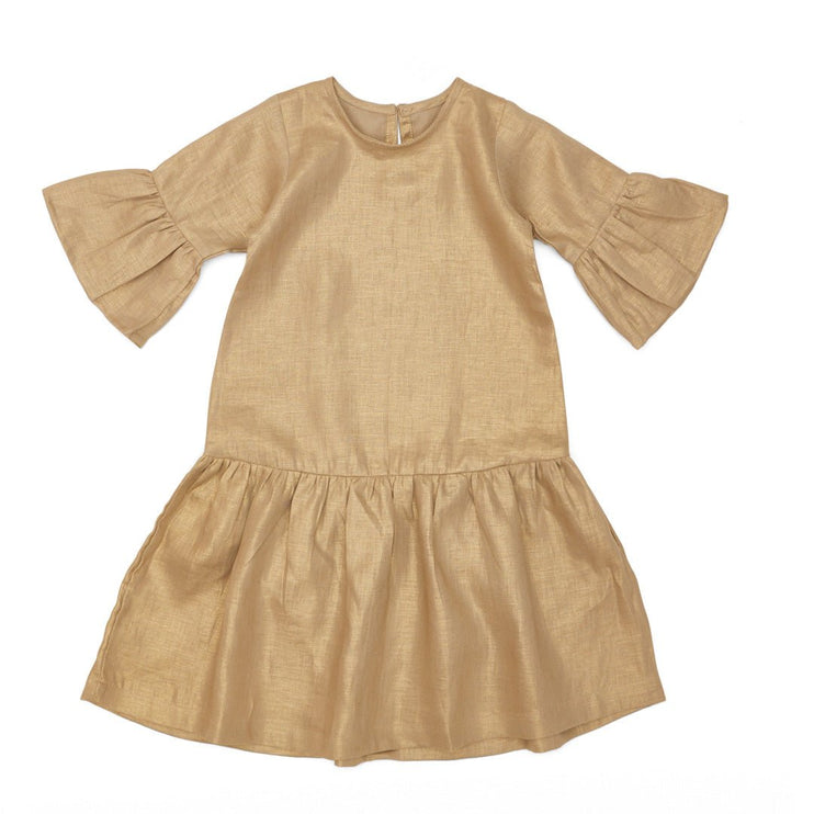 Maison Tini Linen Gold Sparkle Dress for EID