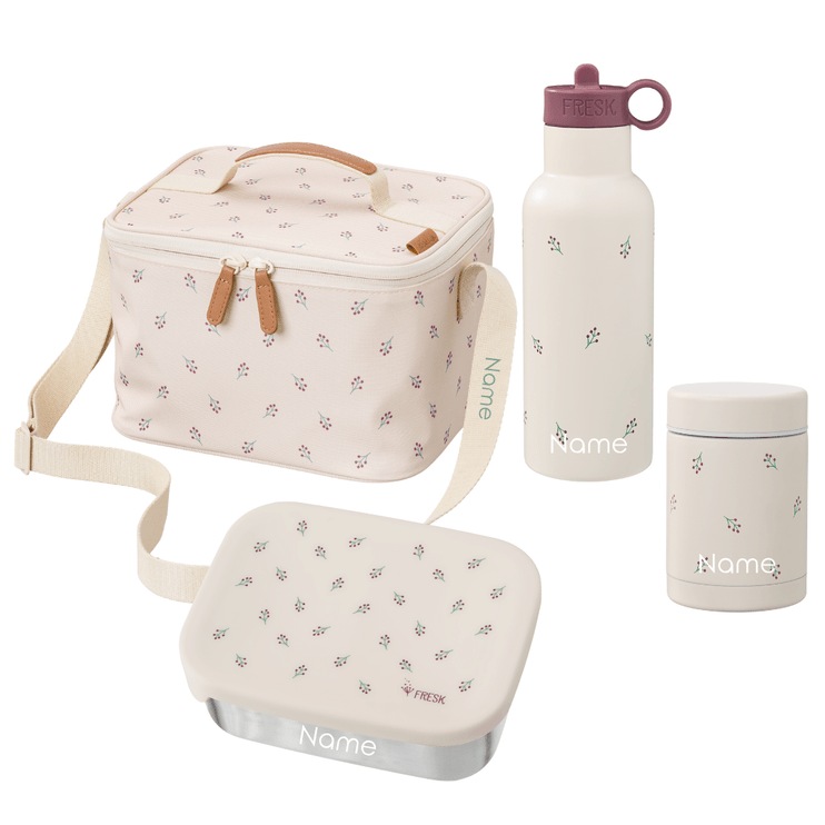 Personalized Set of meal essentials set in berries print