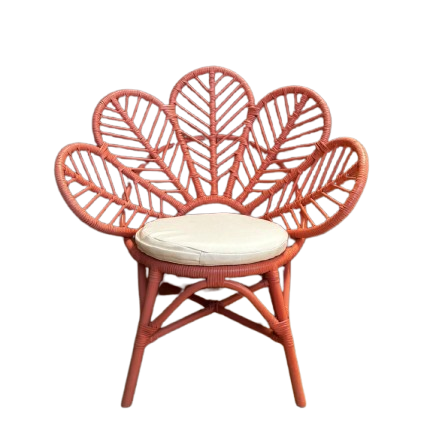 rattan flower chair with detailed petals