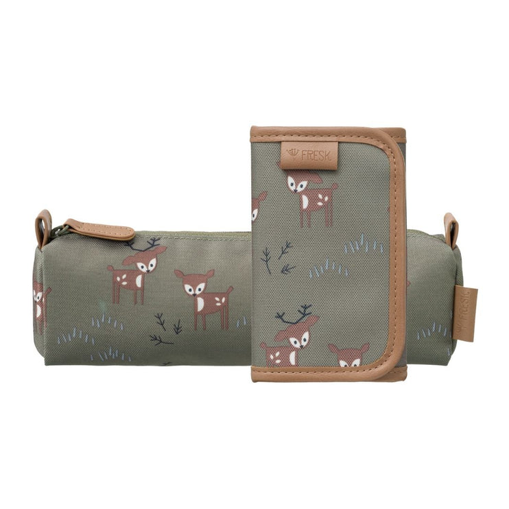 pencil case and wallet with matching deer print