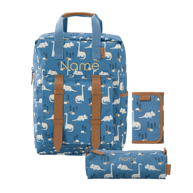 Personalized school bags in dinosaur print